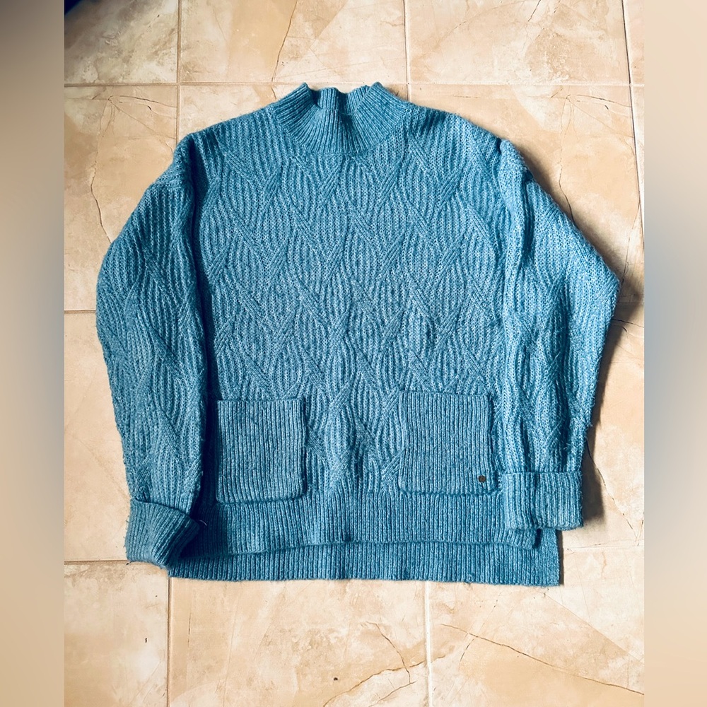 FAT FACE (UK) Blue Chambray Mock Neck Relaxed Fit Pullover Sweater (US 4)